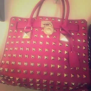 Michael Kors Hamilton pink stud purse